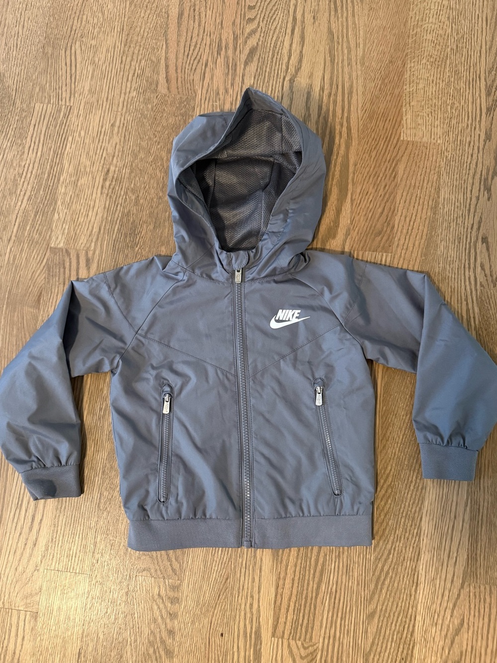 Nike Gray Mesh-Lined Hooded Windbreaker 3T